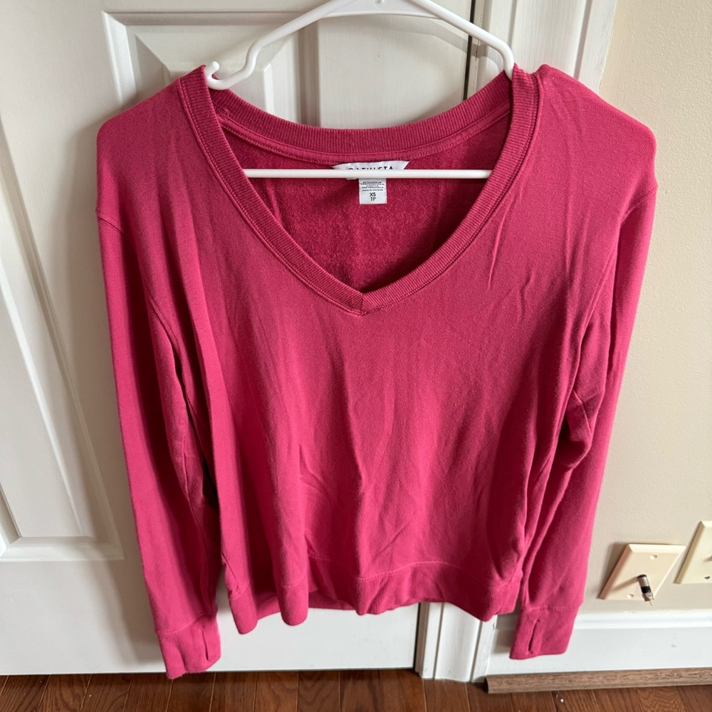 Athleta Pink V-Neck Sweatshirt